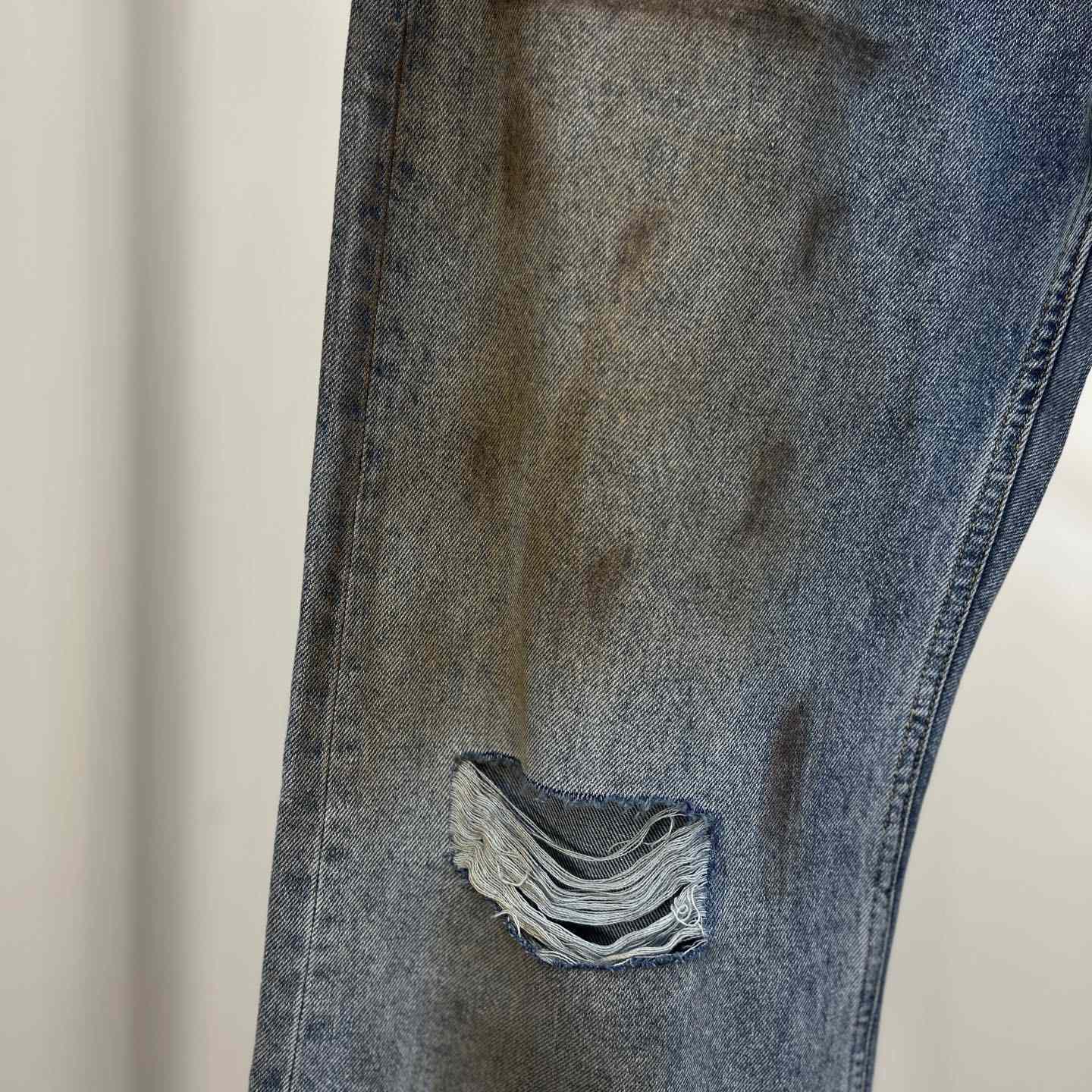 Acne Studios Mud Distressed Micro Flared Baggy Pants - FashionPlug