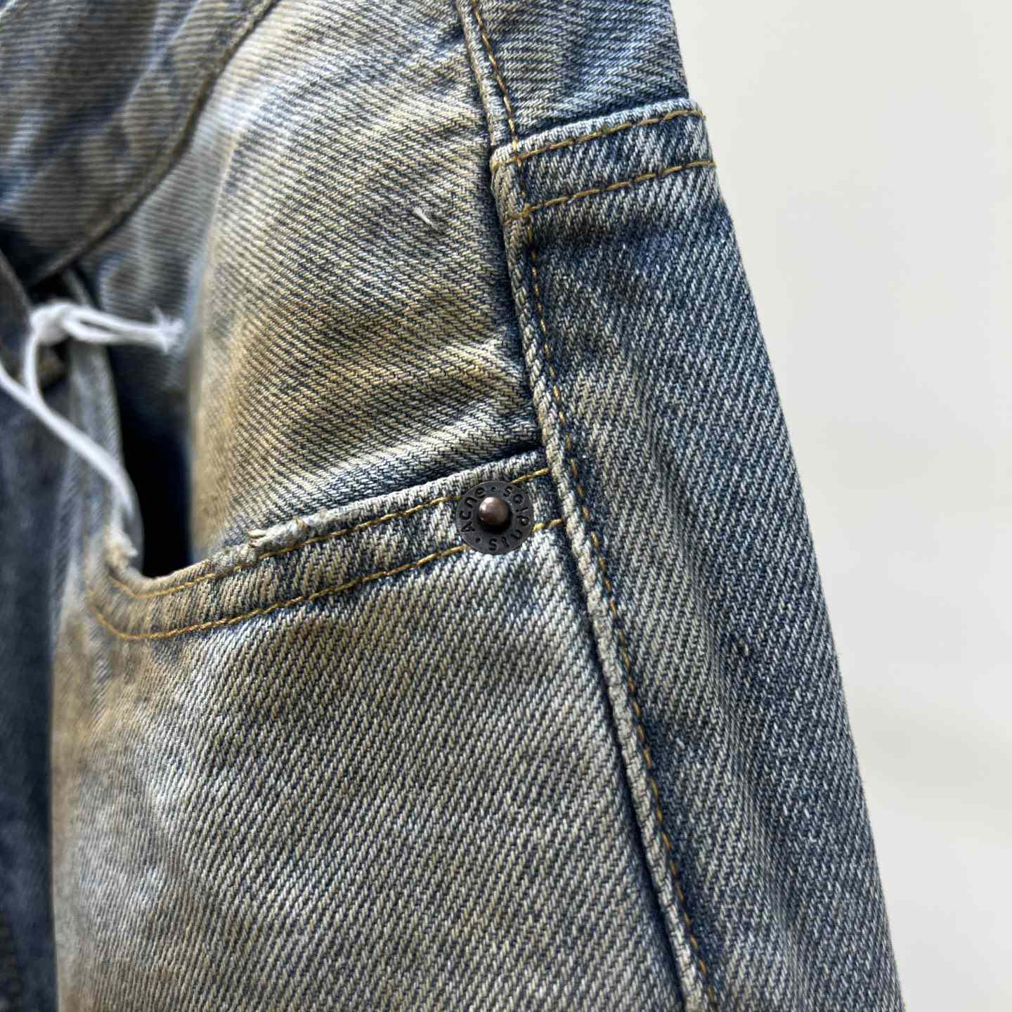 Acne Studios Mud Distressed Micro Flared Baggy Pants - FashionPlug