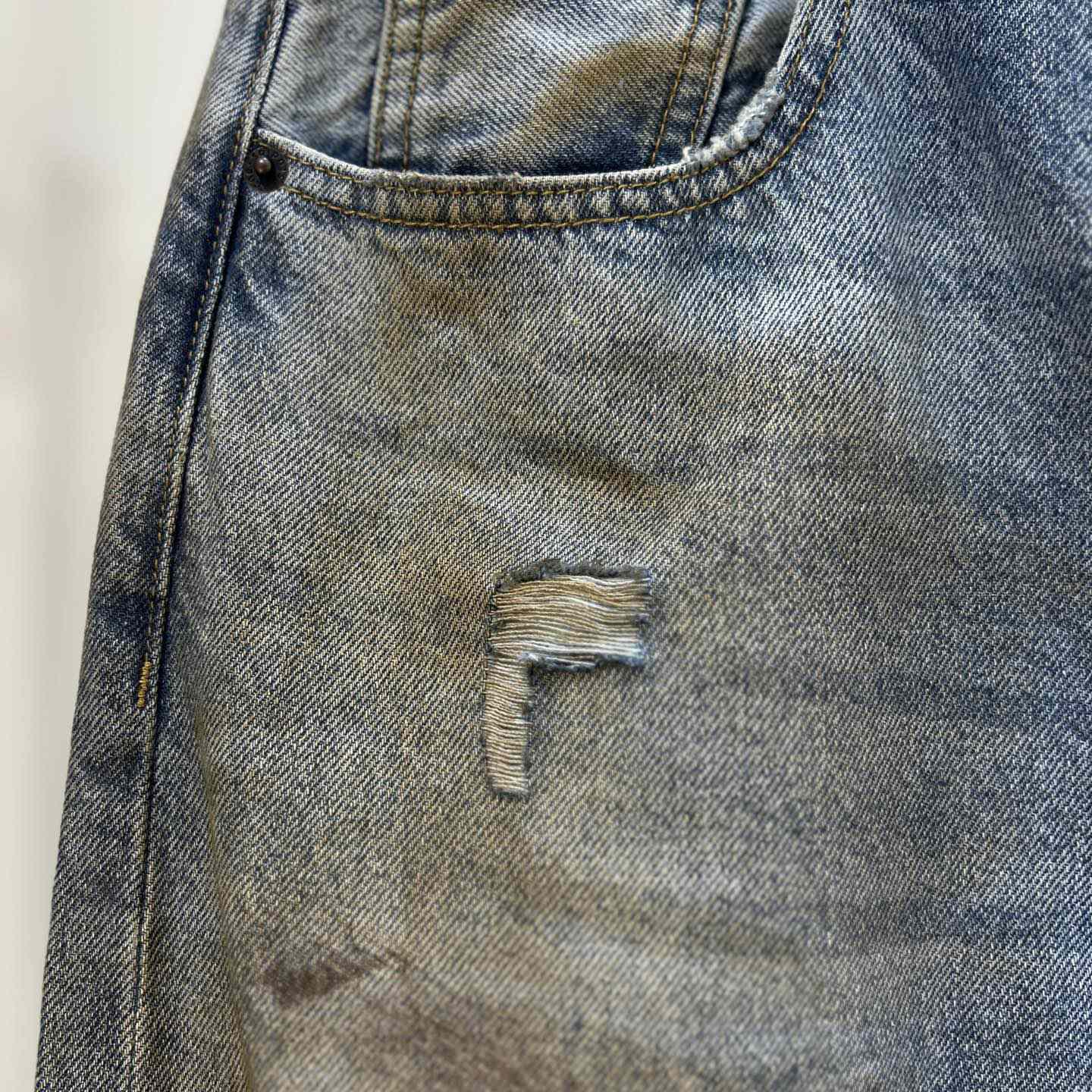 Acne Studios Mud Distressed Micro Flared Baggy Pants - FashionPlug