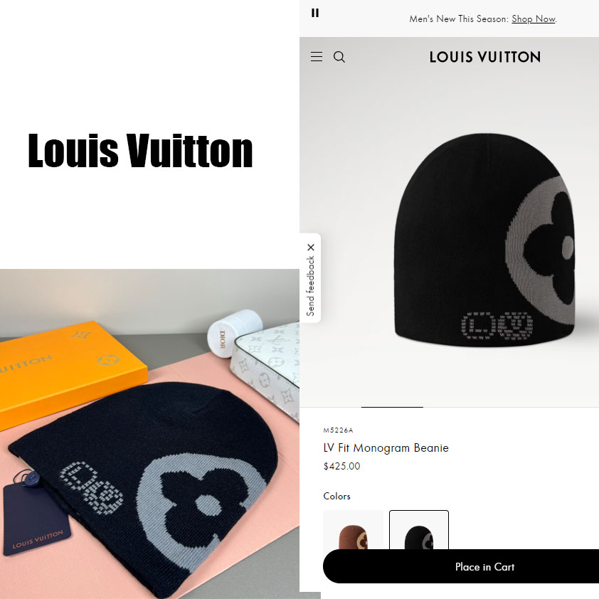 Louis Vuitton LV Fit Monogram Beanie   M5226A - FashionPlug
