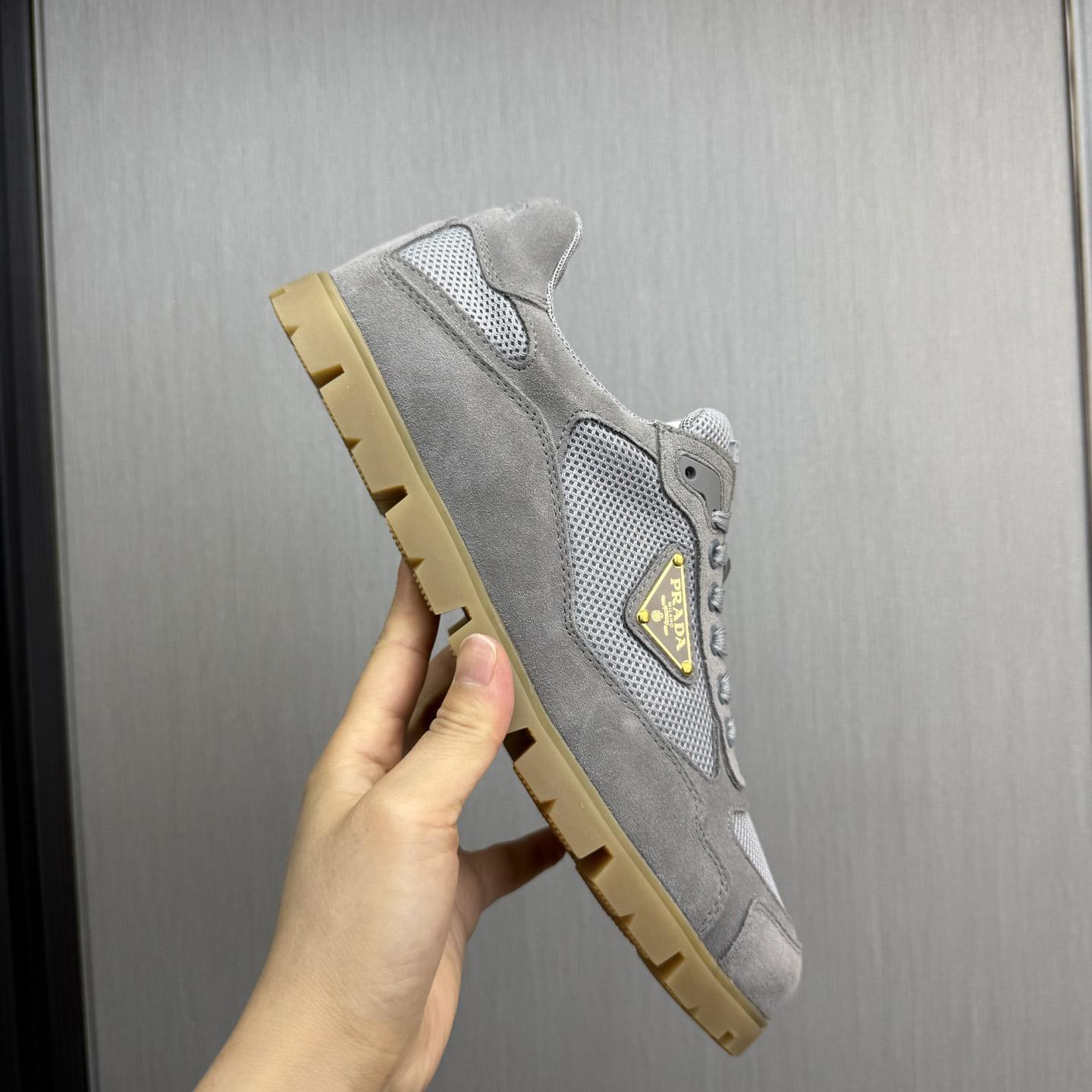 Prada Trail Mesh Fabric And Suede Sneakers - FashionPlug