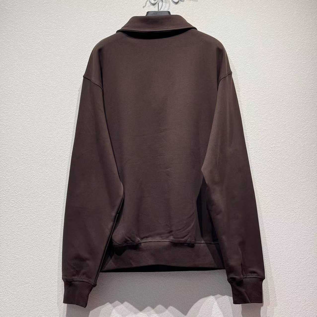 Prada Cotton Triangle Chest Quarter-Zip Sweatshirt - FashionPlug
