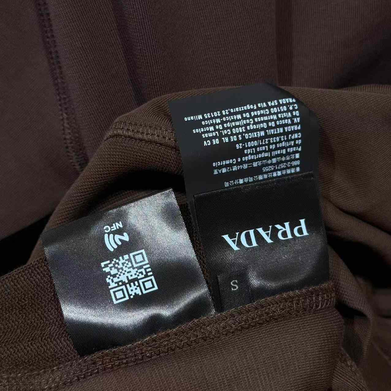 Prada Cotton Triangle Chest Quarter-Zip Sweatshirt - FashionPlug
