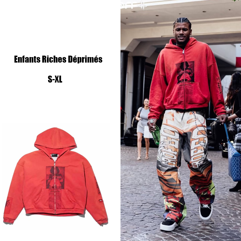 Enfants Riches Déprimés Anti Proces Thermal Lined Zip Hoodie 'Pompeian Red' - FashionPlug