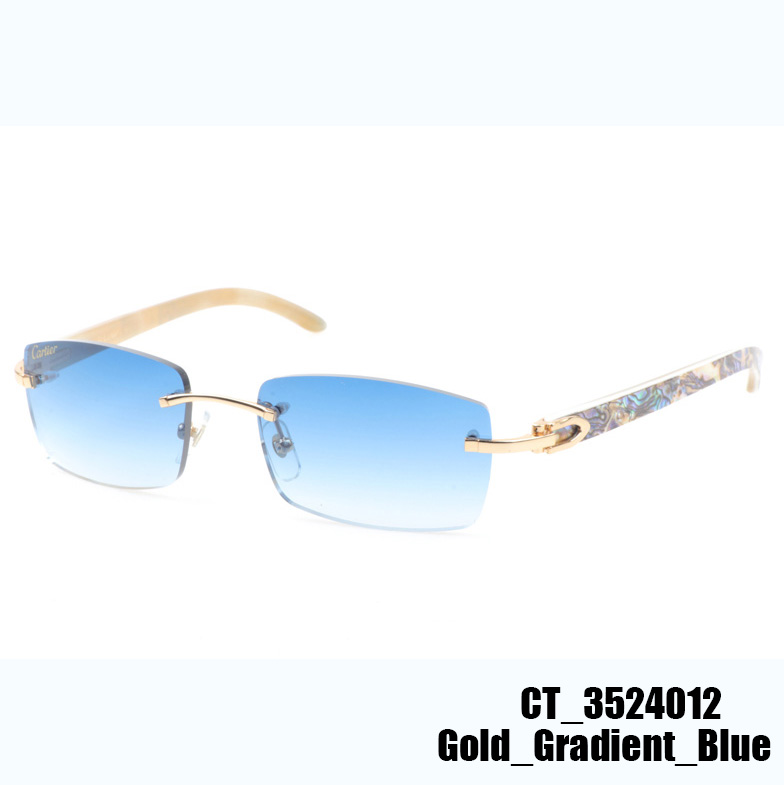 Cartier CT_3524012 Shell Mix White Buffalo Sunglasses In Gold Gradient Blue - FashionPlug