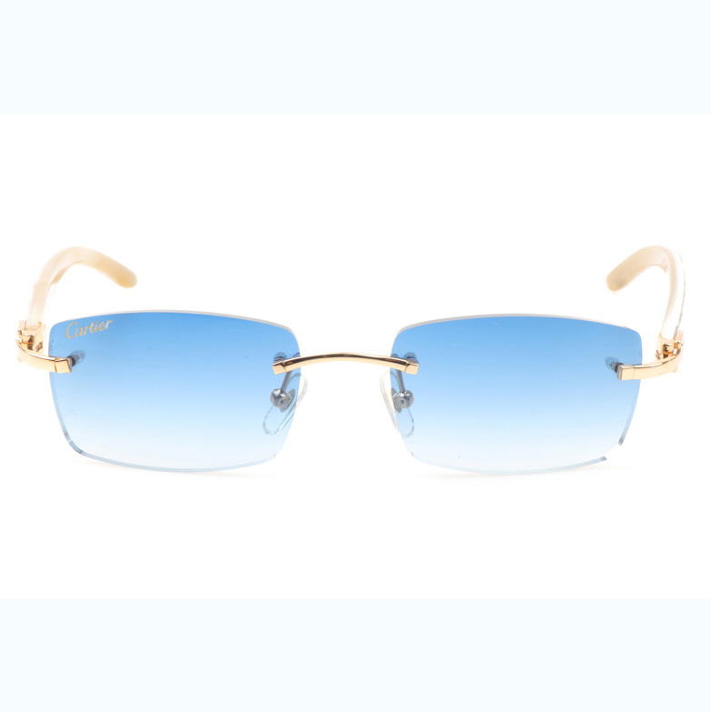 Cartier CT_3524012 Shell Mix White Buffalo Sunglasses In Gold Gradient Blue - FashionPlug