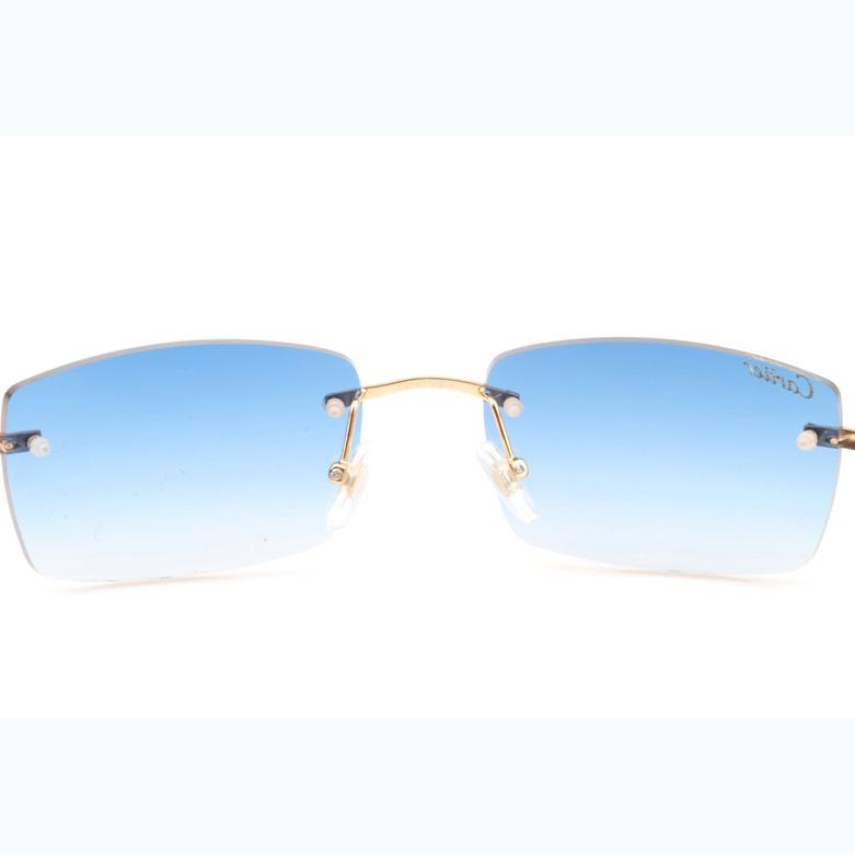 Cartier CT_3524012 Shell Mix White Buffalo Sunglasses In Gold Gradient Blue - FashionPlug
