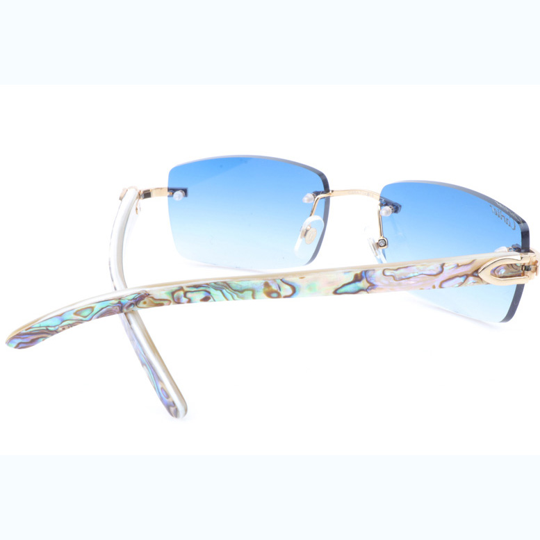 Cartier CT_3524012 Shell Mix White Buffalo Sunglasses In Gold Gradient Blue - FashionPlug