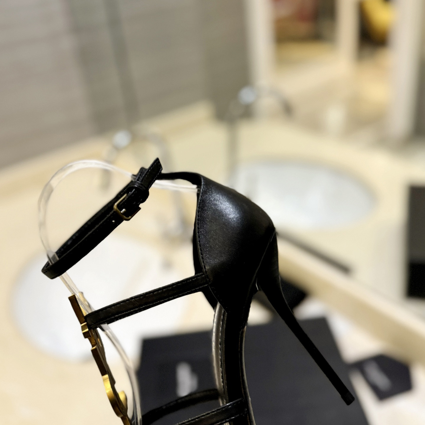 Saint Laurent Cassandra Sandals In Patent Leather - FashionPlug