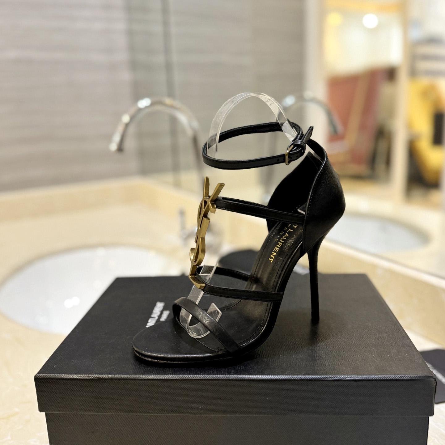 Saint Laurent Cassandra Sandals In Patent Leather - FashionPlug