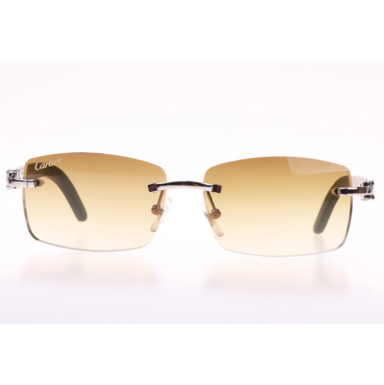 Cartier CT_3524012 Green Wood Sunglasses In Silver Brown - FashionPlug