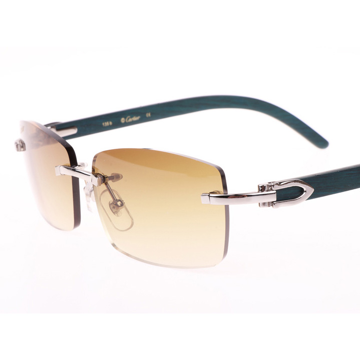 Cartier CT_3524012 Green Wood Sunglasses In Silver Brown - FashionPlug