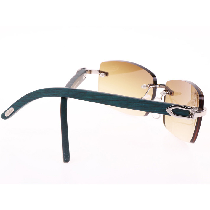 Cartier CT_3524012 Green Wood Sunglasses In Silver Brown - FashionPlug