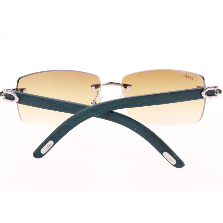 Cartier CT_3524012 Green Wood Sunglasses In Silver Brown - FashionPlug