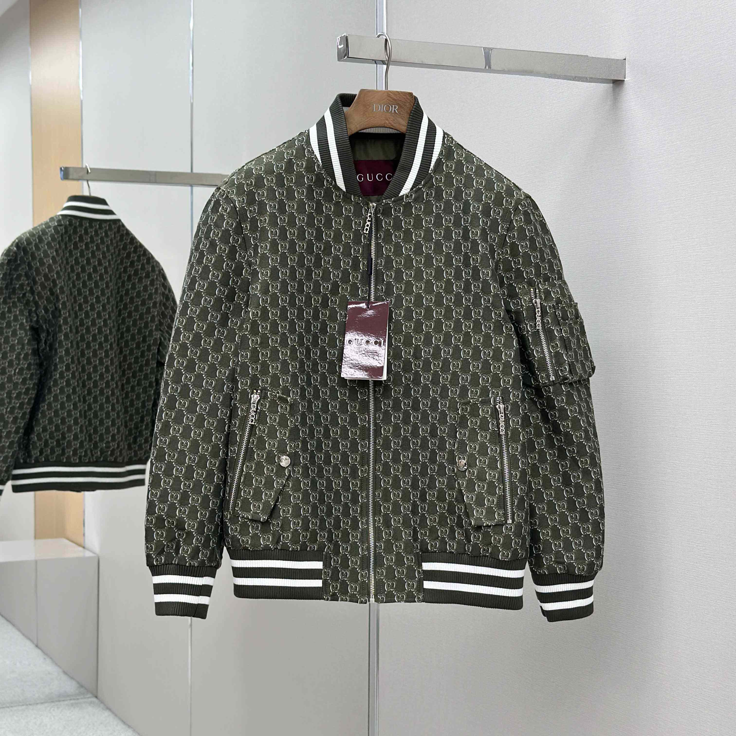Gucci Logo-Jacquard Padded Cotton-Twill Bomber Jacket - FashionPlug