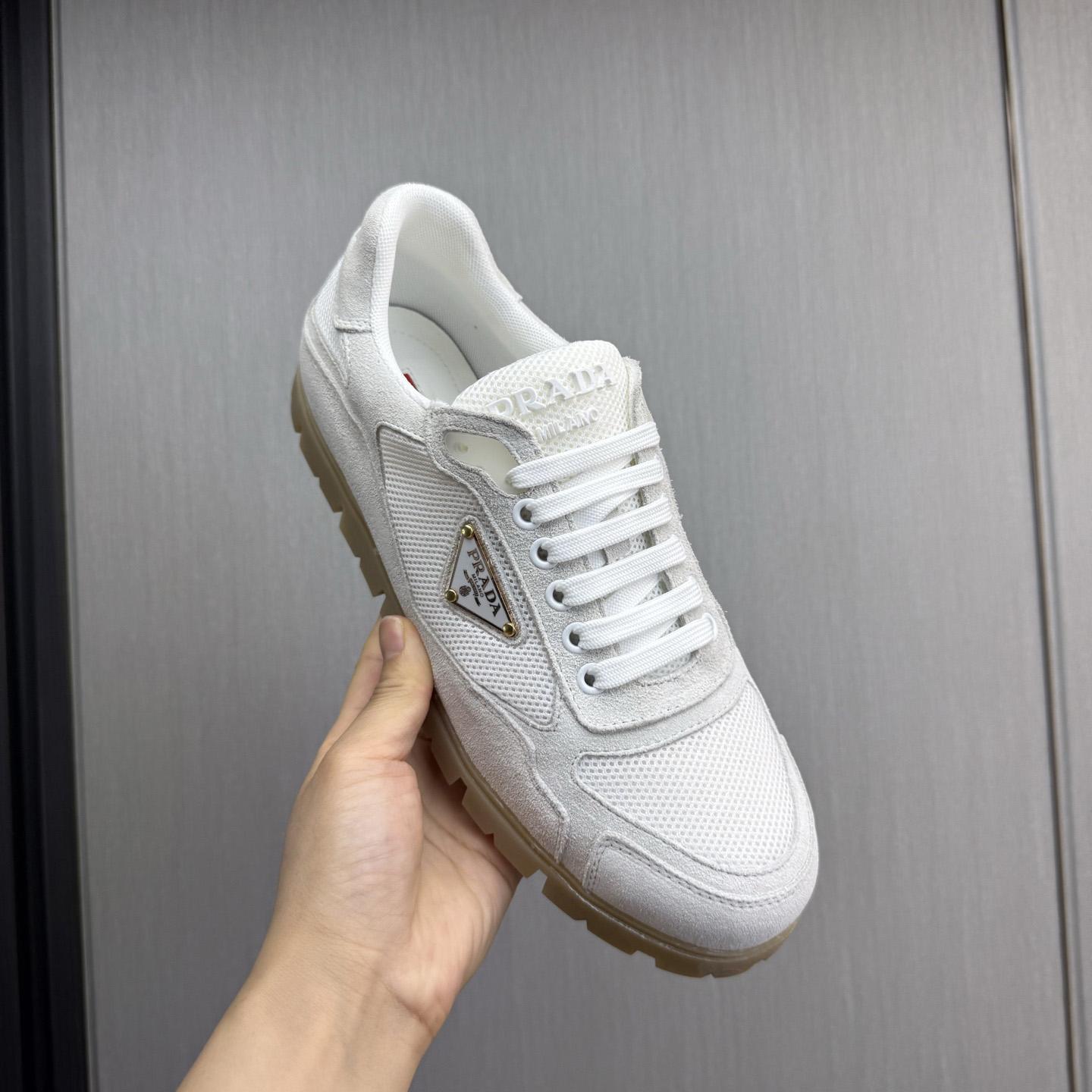 Prada Trail Mesh Fabric And Suede Sneakers - FashionPlug