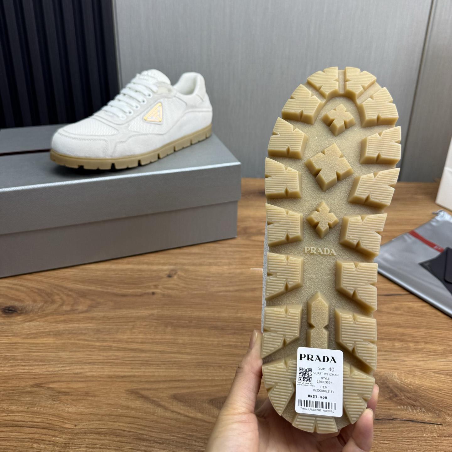 Prada Trail Mesh Fabric And Suede Sneakers - FashionPlug