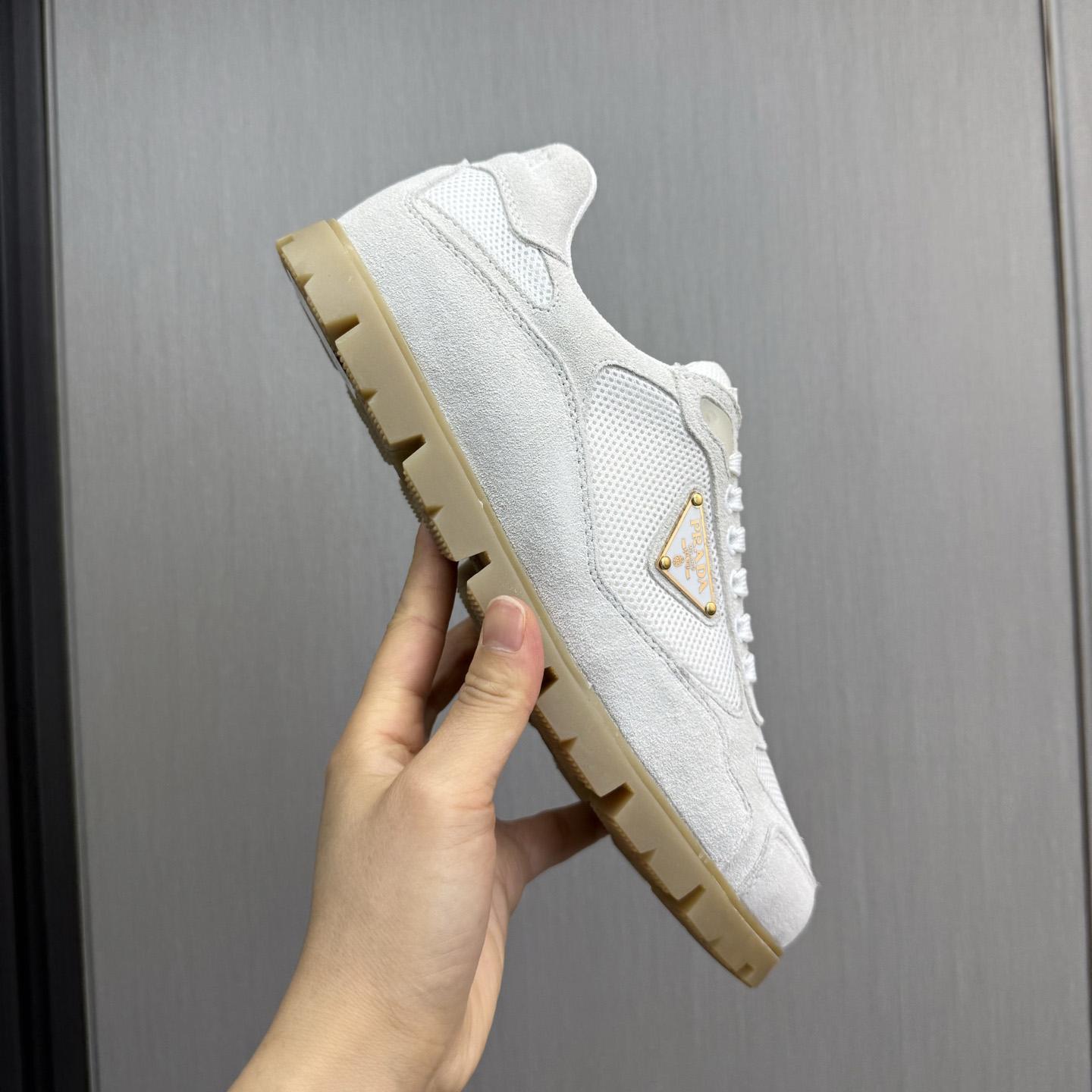 Prada Trail Mesh Fabric And Suede Sneakers - FashionPlug