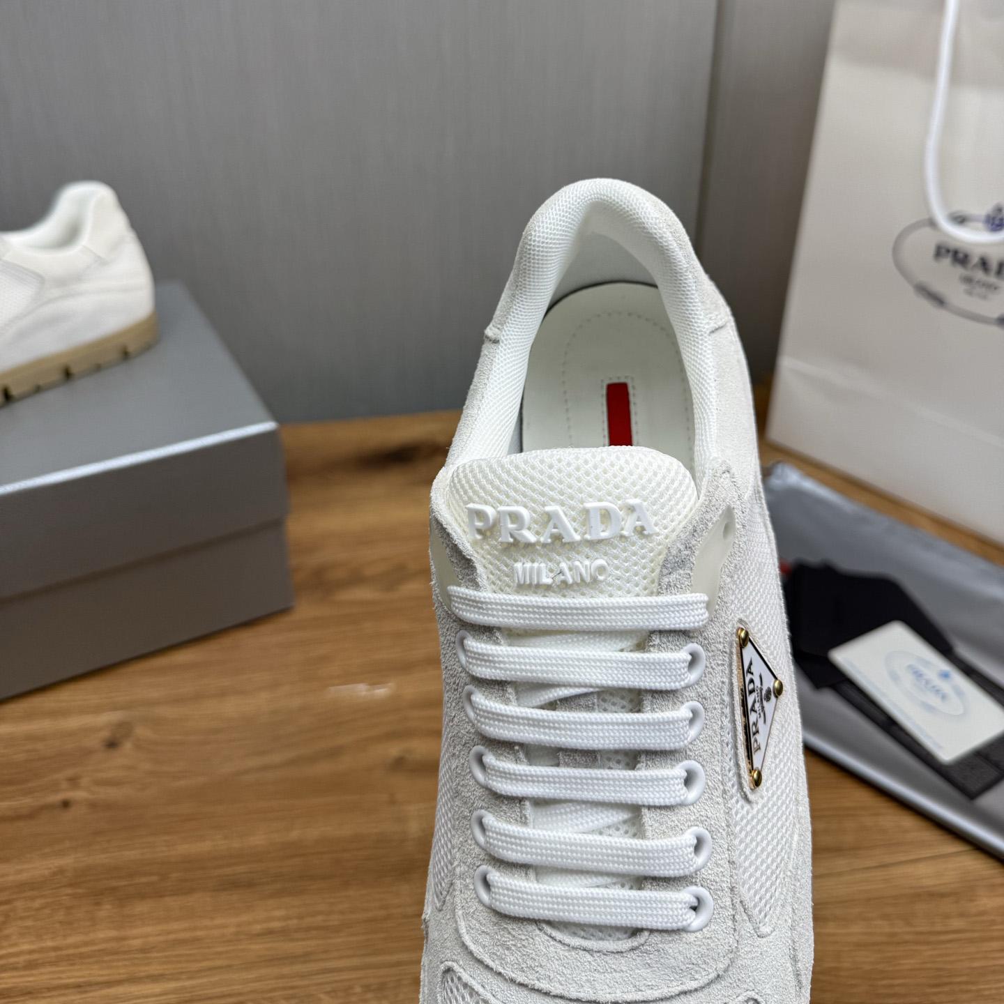 Prada Trail Mesh Fabric And Suede Sneakers - FashionPlug