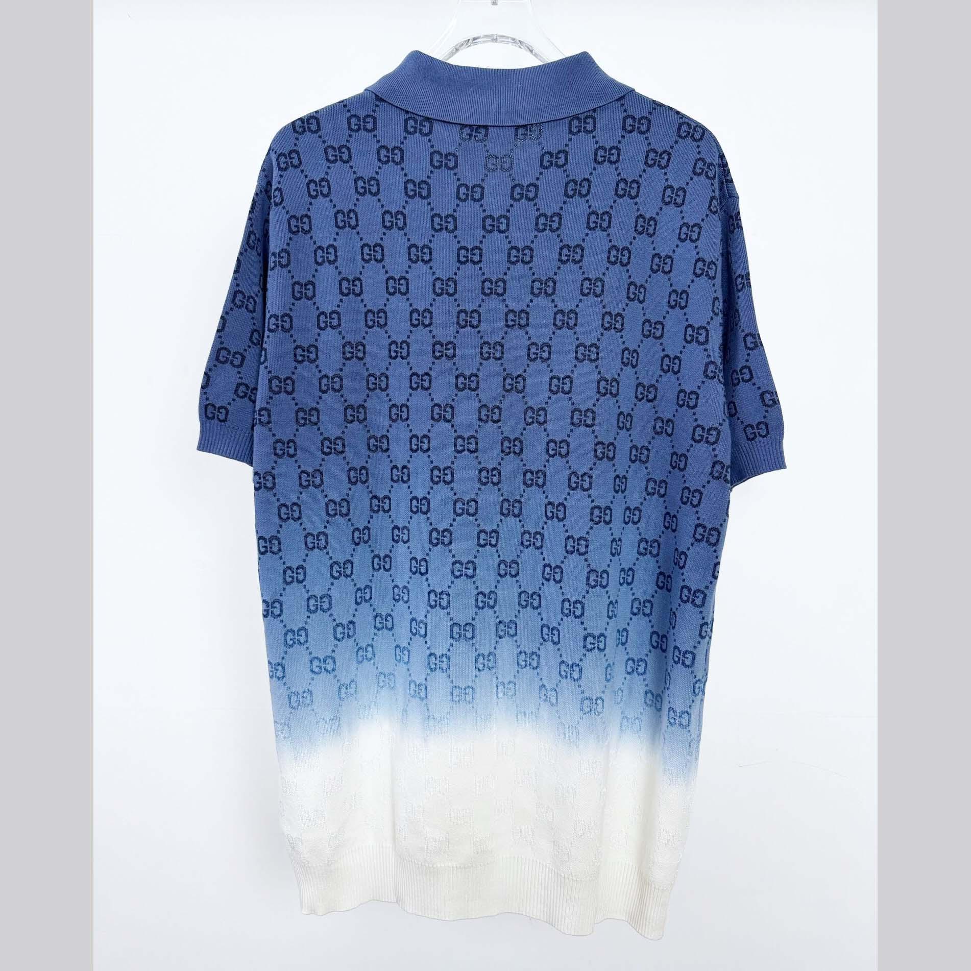 Gucci GG Cotton Knit Jacquard Polo Shirt - FashionPlug