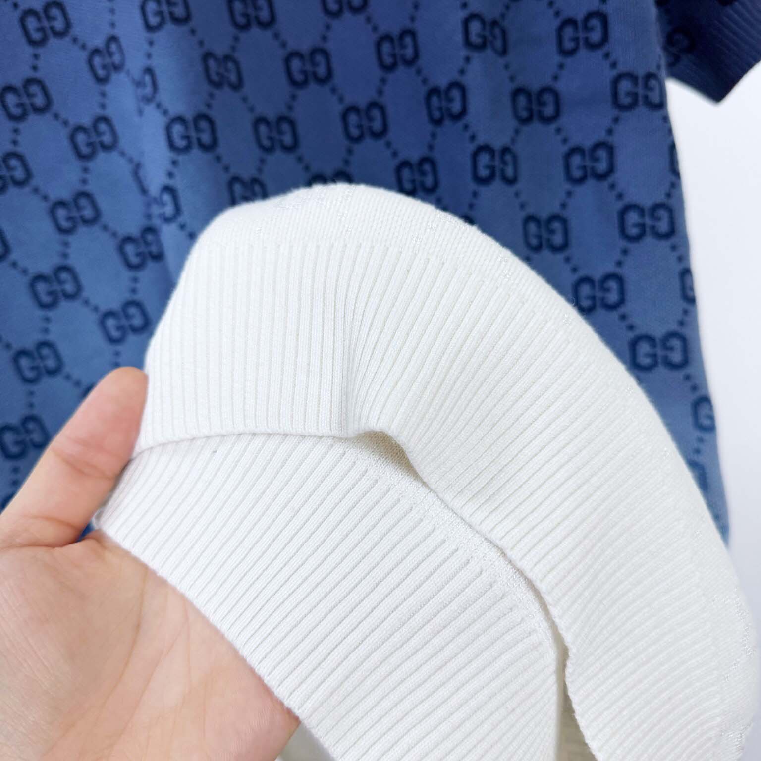 Gucci GG Cotton Knit Jacquard Polo Shirt - FashionPlug