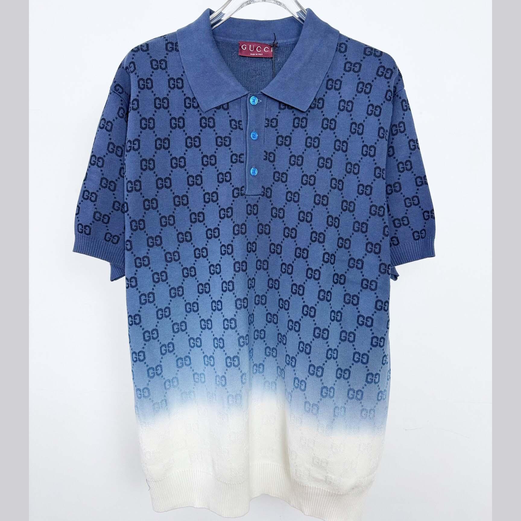 Gucci GG Cotton Knit Jacquard Polo Shirt - FashionPlug