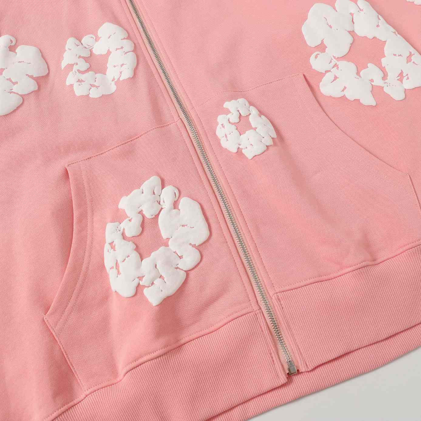 Denim Tears Cotton Wreath Zip Hoodie Pink - FashionPlug