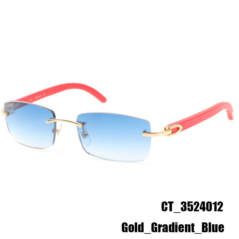 Cartier CT_3524012 Red Wood Sunglasses In Gold Gradient Blue - FashionPlug
