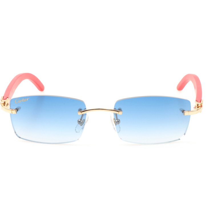Cartier CT_3524012 Red Wood Sunglasses In Gold Gradient Blue - FashionPlug