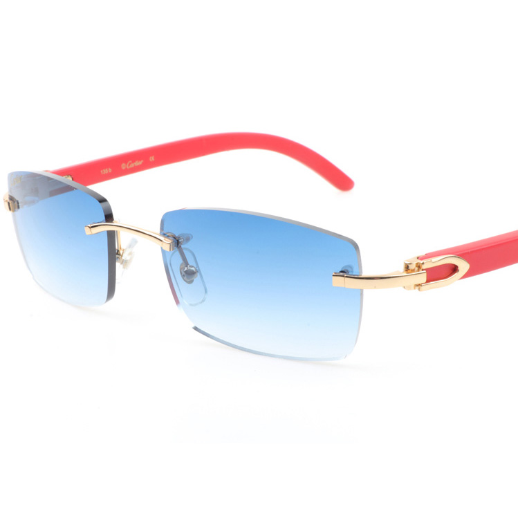Cartier CT_3524012 Red Wood Sunglasses In Gold Gradient Blue - FashionPlug