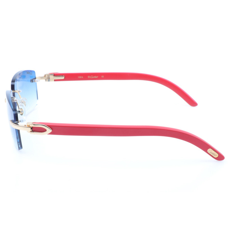 Cartier CT_3524012 Red Wood Sunglasses In Gold Gradient Blue - FashionPlug