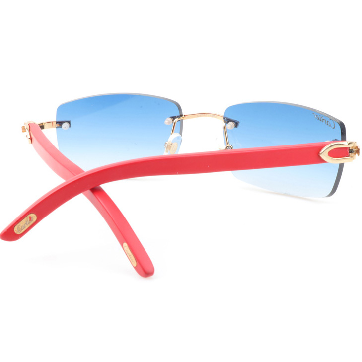 Cartier CT_3524012 Red Wood Sunglasses In Gold Gradient Blue - FashionPlug
