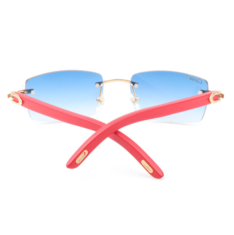 Cartier CT_3524012 Red Wood Sunglasses In Gold Gradient Blue - FashionPlug
