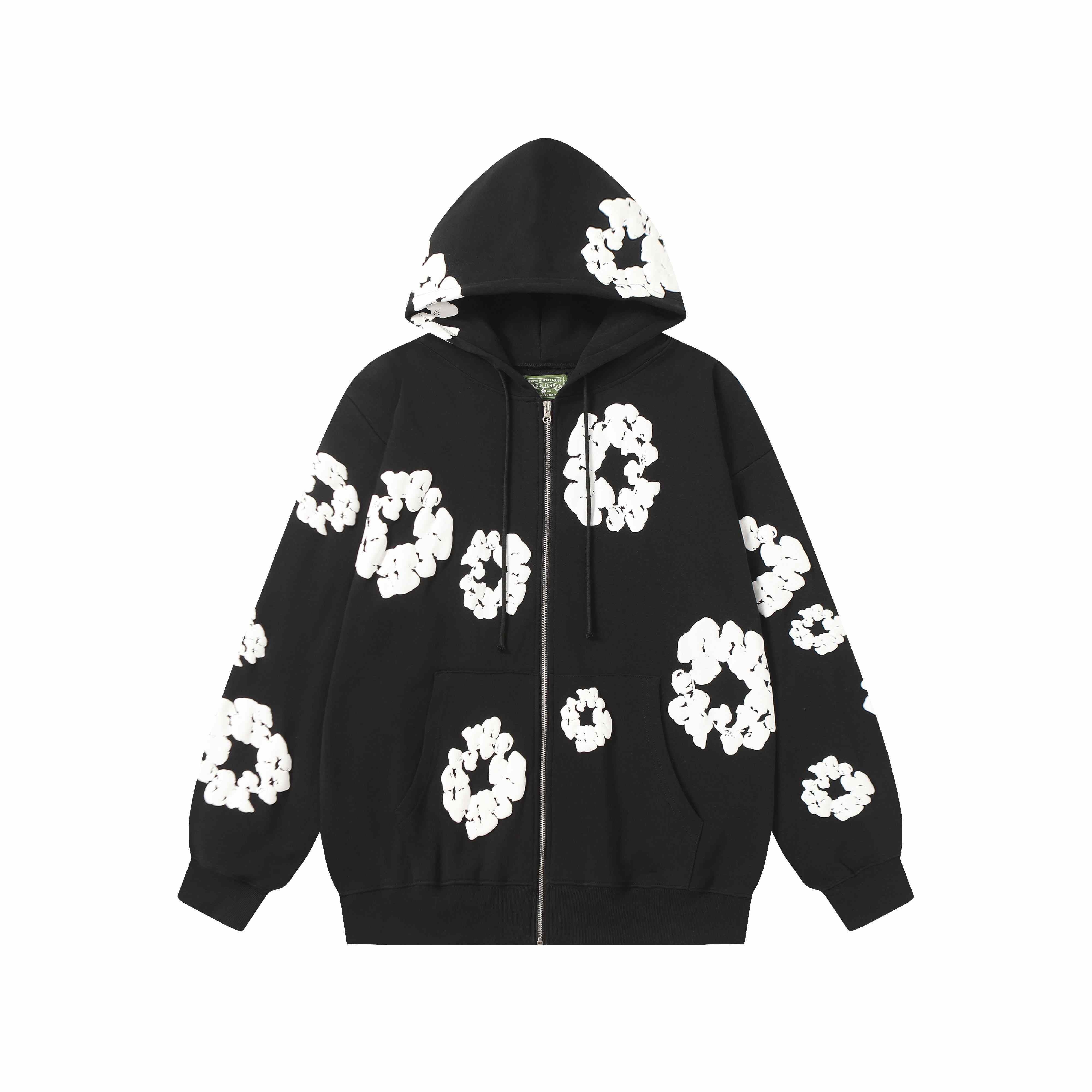 Denim Tears Cotton Wreath Zip Hoodie Black - FashionPlug
