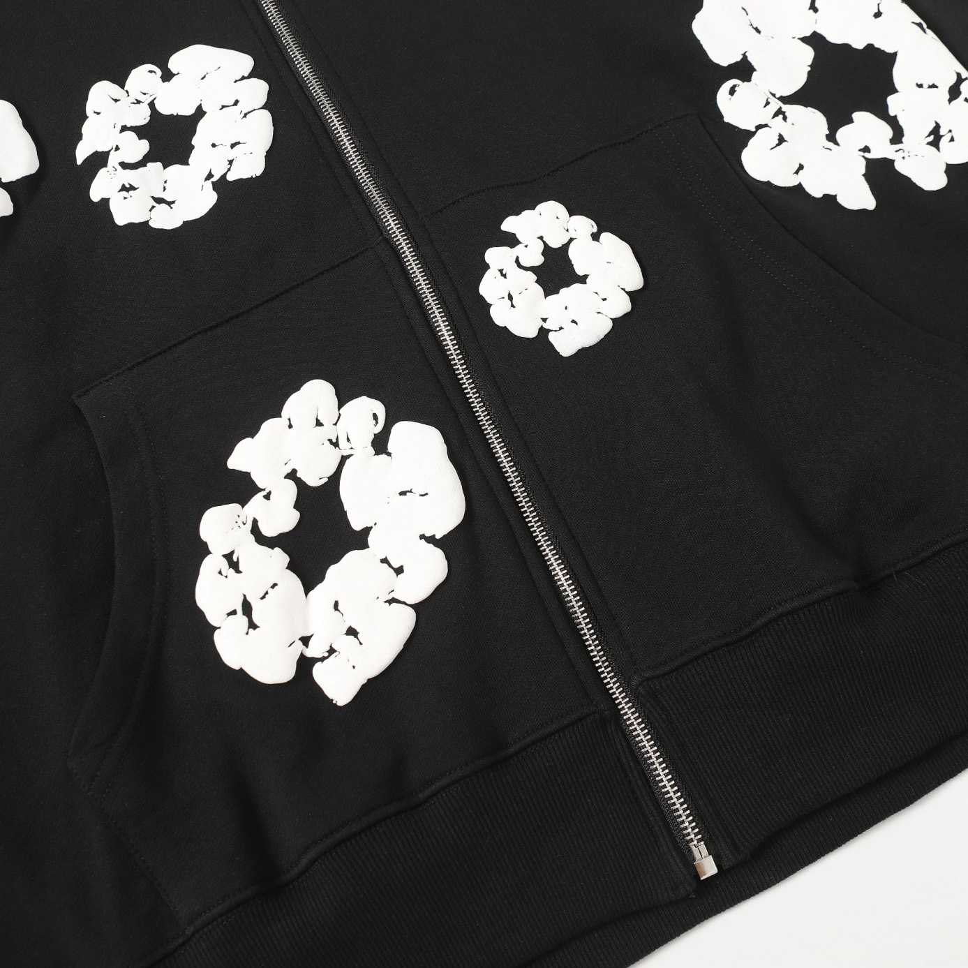 Denim Tears Cotton Wreath Zip Hoodie Black - FashionPlug