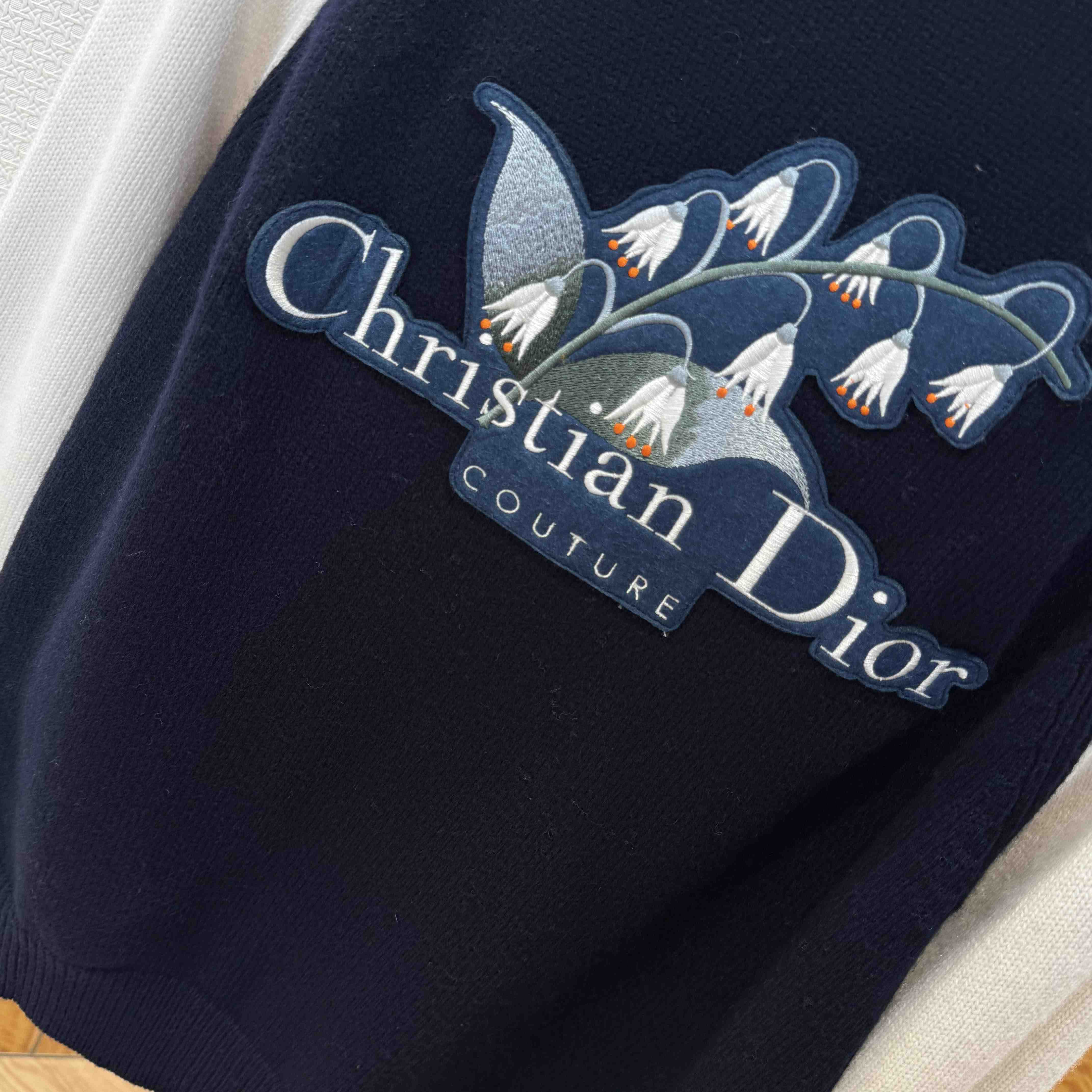 Christian Dior Couture Lily of the Valley Varsity Cardigan  - FashionPlug