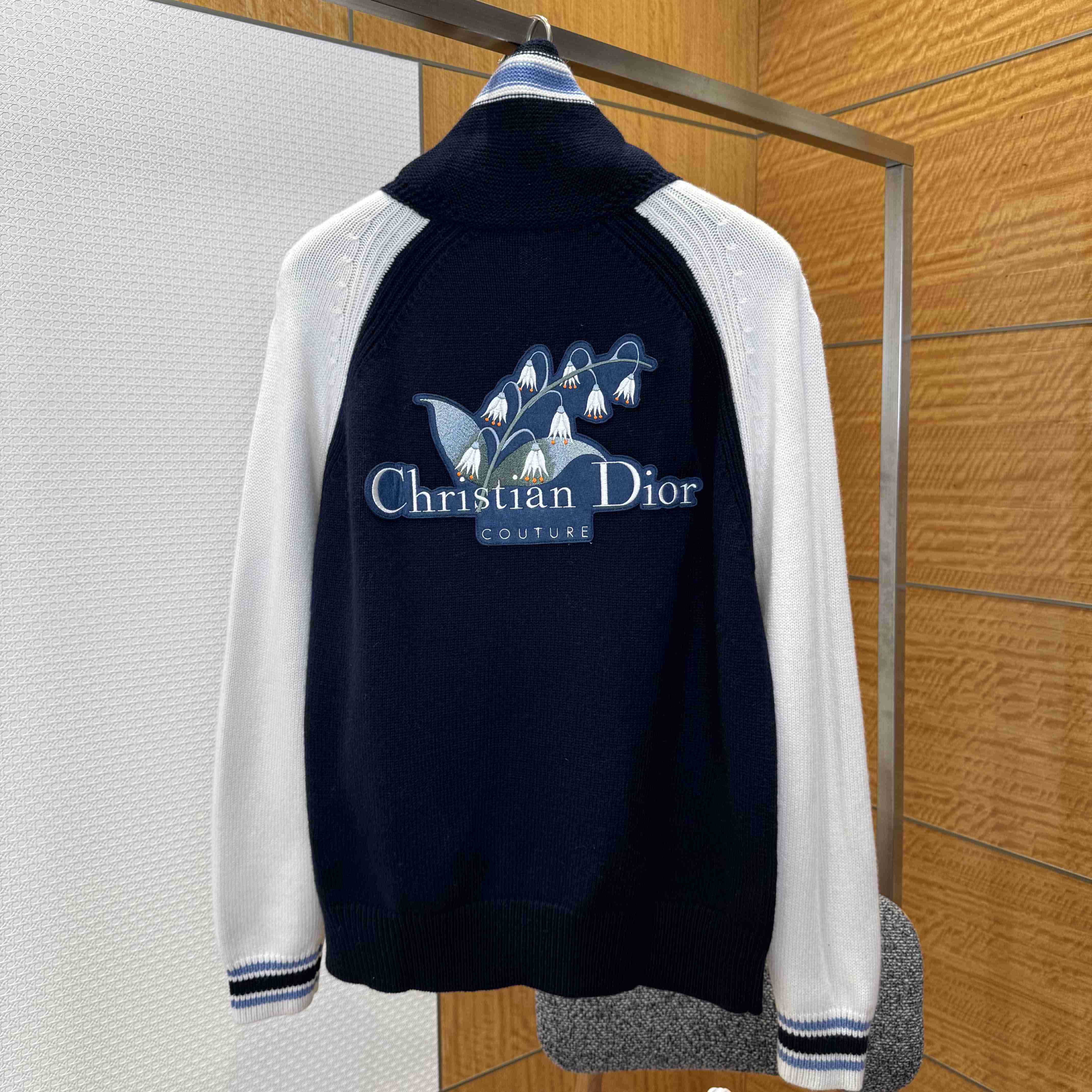 Christian Dior Couture Lily of the Valley Varsity Cardigan  - FashionPlug
