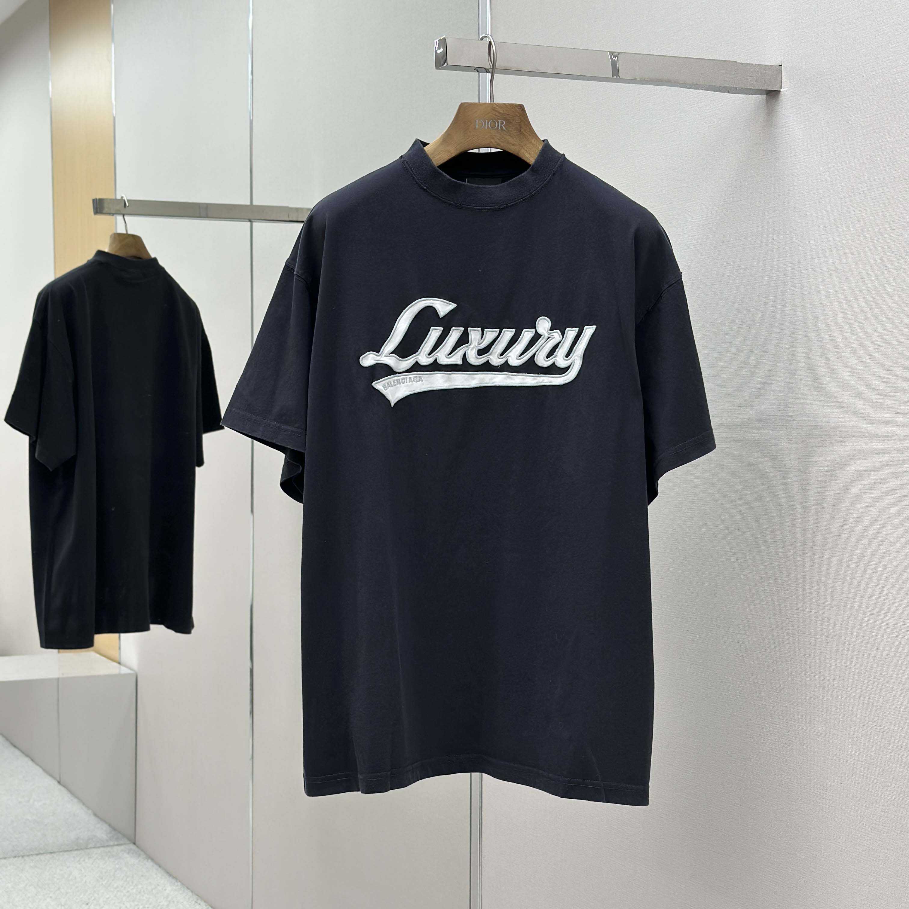Balenciaga Luxury Script Oversized T-Shirt In Washed Black - FashionPlug