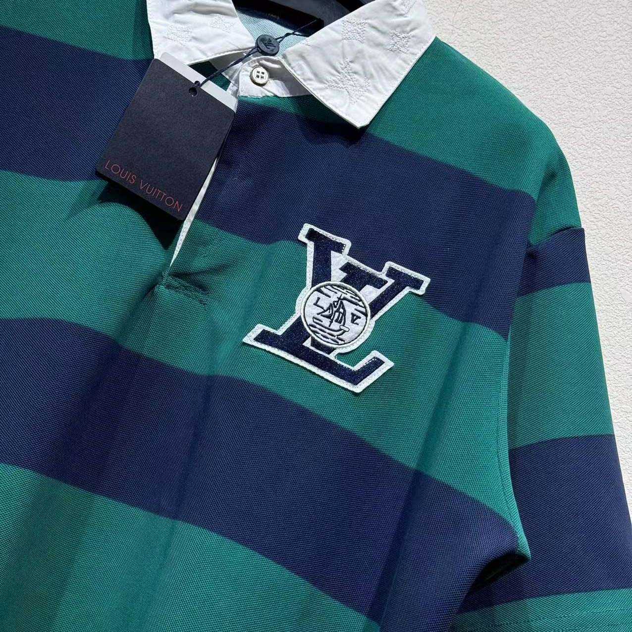 Louis Vuitton Striped Short-Sleeved Polo Shirt   1AIKIO - FashionPlug