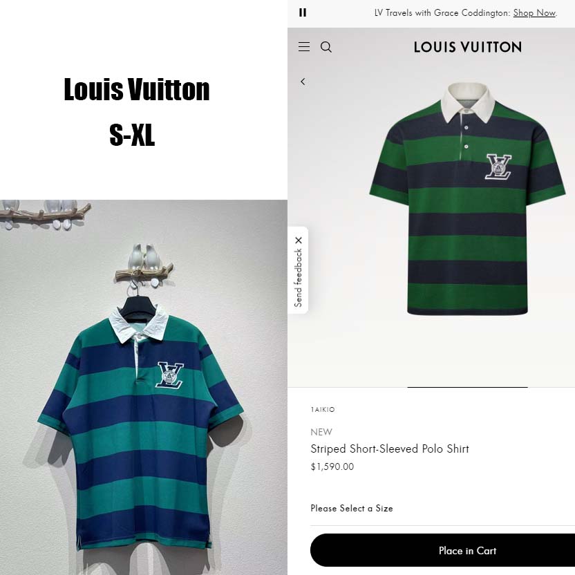 Louis Vuitton Striped Short-Sleeved Polo Shirt   1AIKIO - FashionPlug
