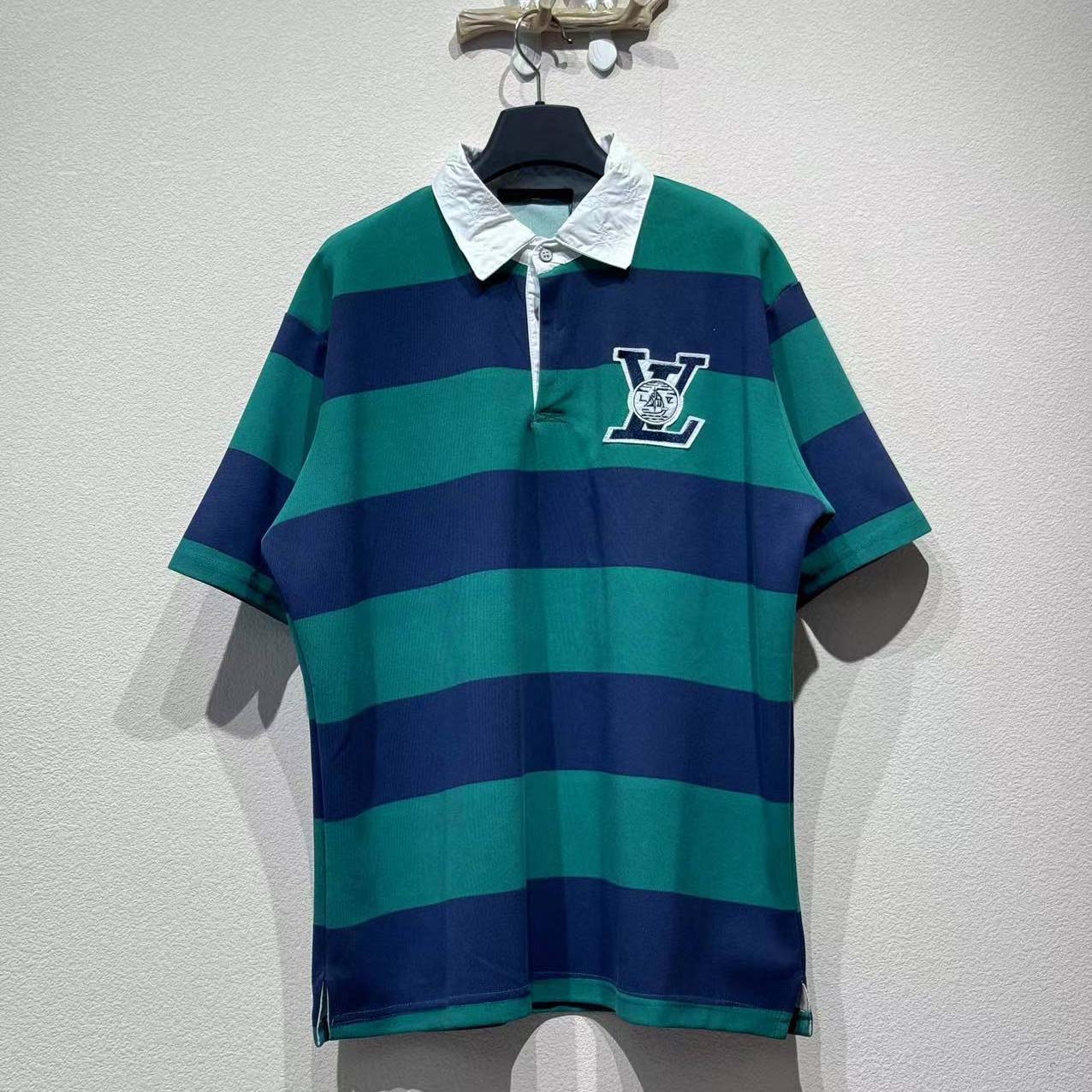 Louis Vuitton Striped Short-Sleeved Polo Shirt   1AIKIO - FashionPlug