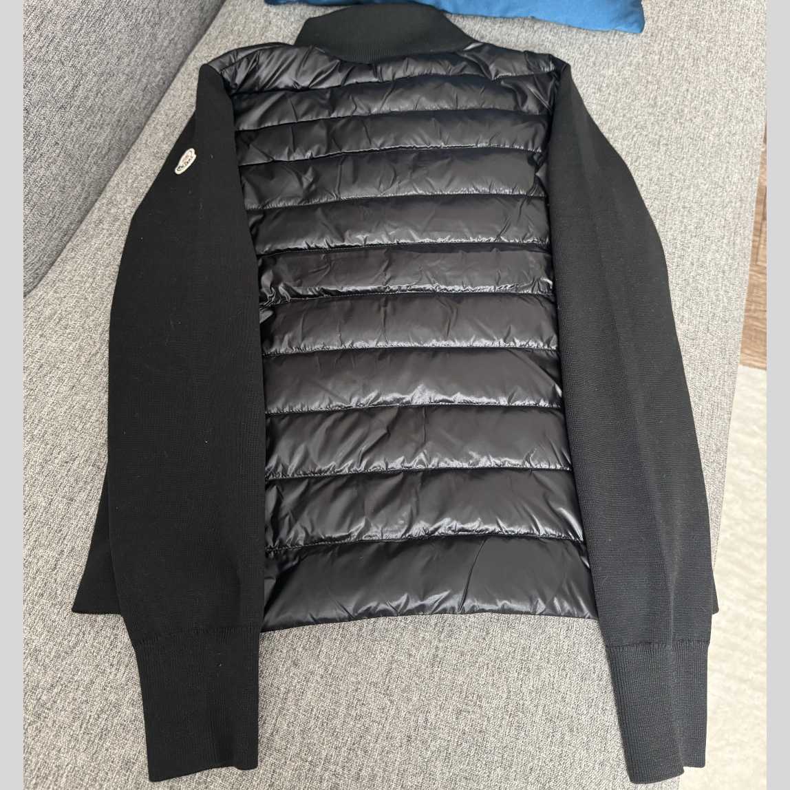 Moncler Padded Wool Zip-Up Cardigan In Black    Z503 - FashionPlug