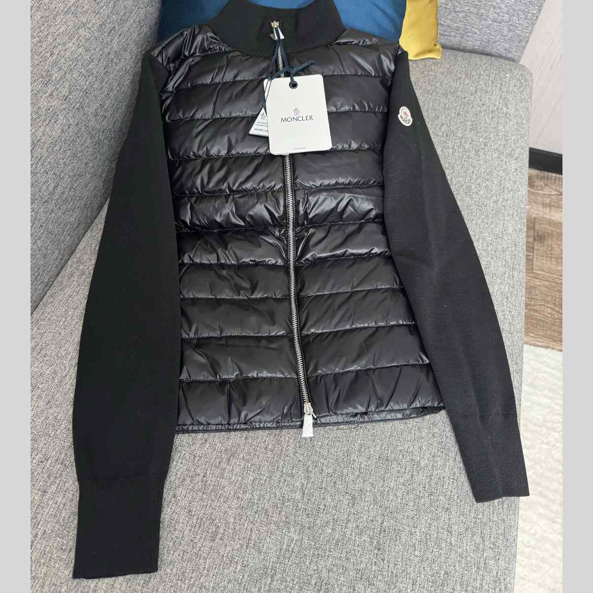 Moncler Padded Wool Zip-Up Cardigan In Black    Z503 - FashionPlug
