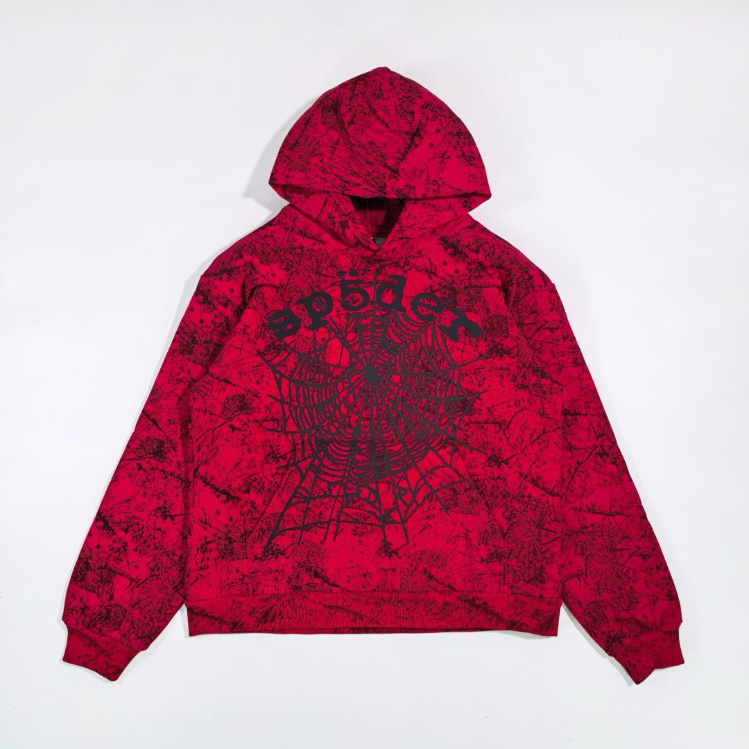 Sp5der OG Tree Camo Hoodie Red - FashionPlug