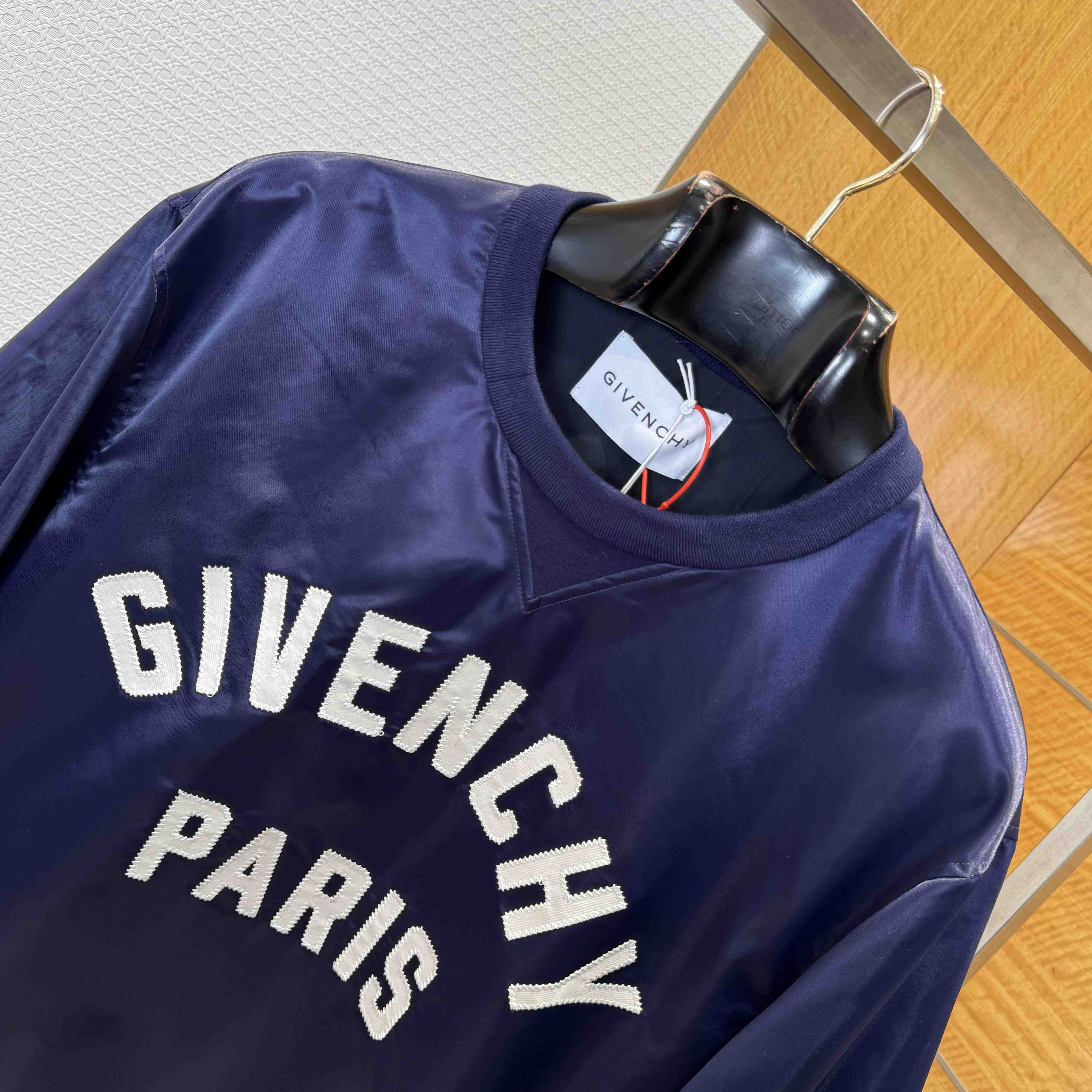 Givenchy Sweatshirt In Satin With Givenchy Paris Embroidery - FashionPlug