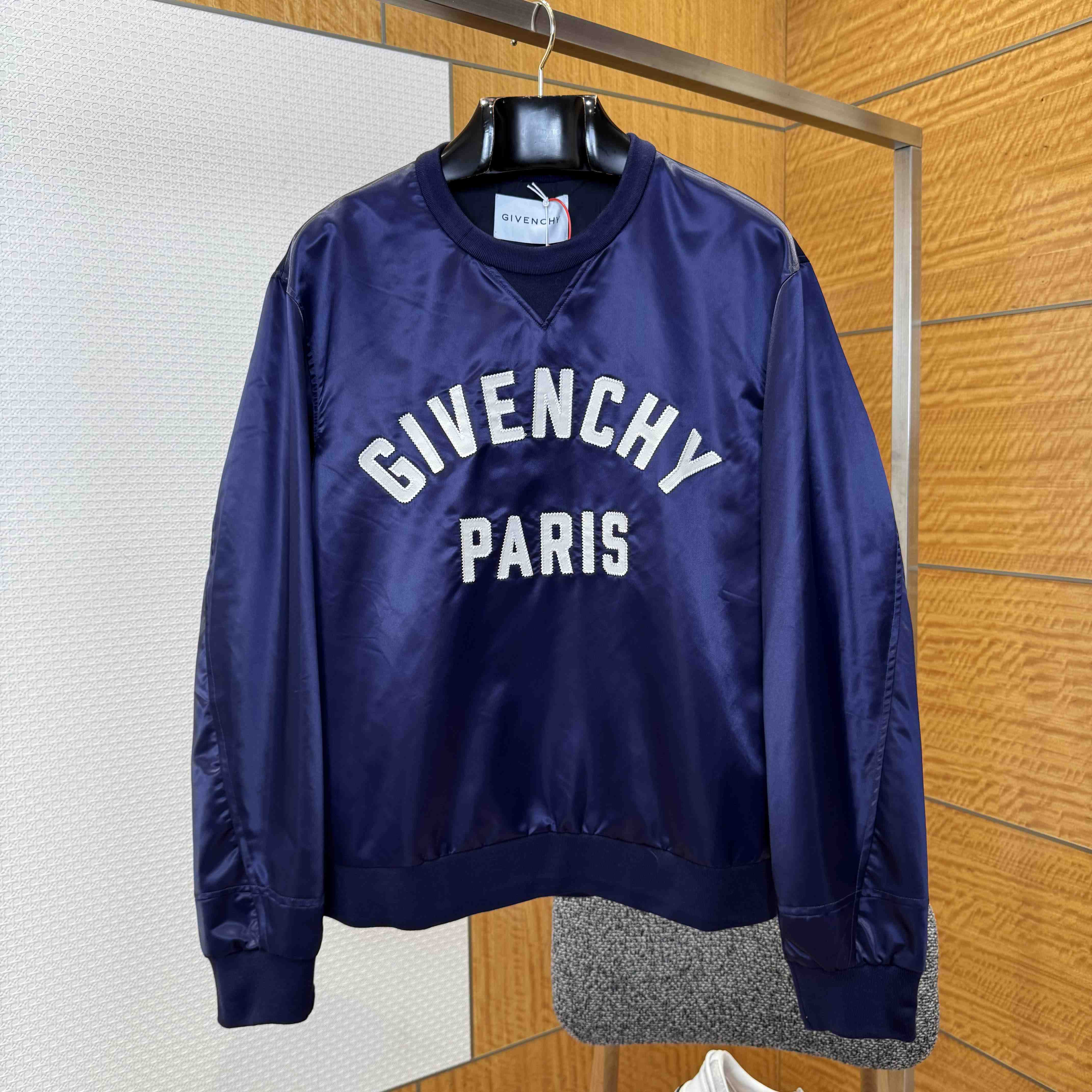 Givenchy Sweatshirt In Satin With Givenchy Paris Embroidery - FashionPlug