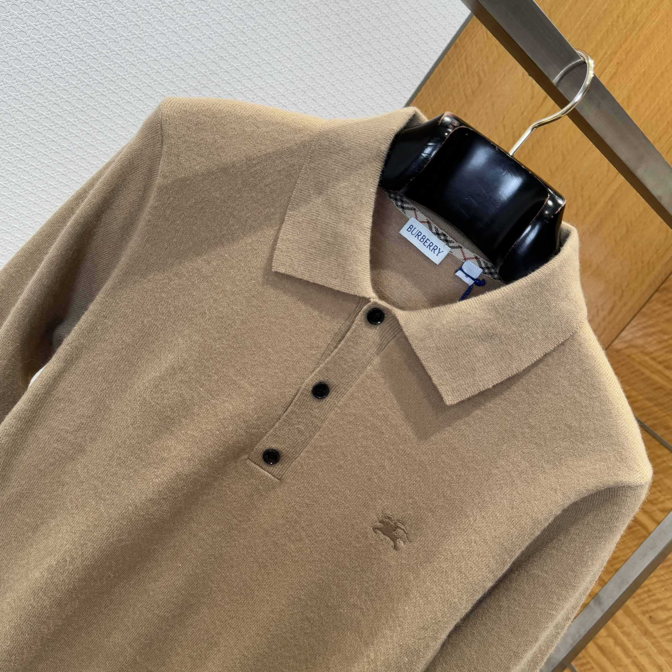 Burberry Long-sleeve Cashmere Blend Polo Shirt - FashionPlug