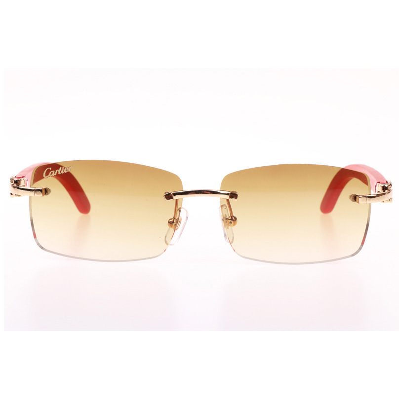 Cartier CT_3524012 Red Wood Sunglasses In Gold Brown - FashionPlug
