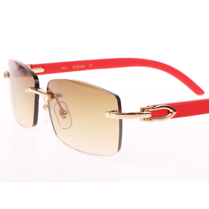 Cartier CT_3524012 Red Wood Sunglasses In Gold Brown - FashionPlug