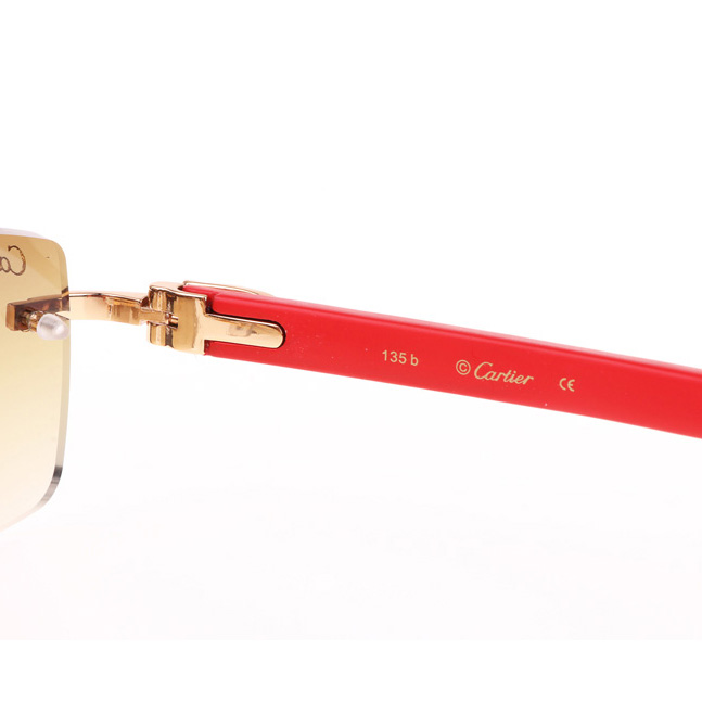 Cartier CT_3524012 Red Wood Sunglasses In Gold Brown - FashionPlug